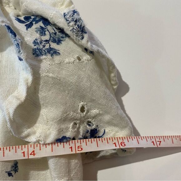 American Eagle Ruffled Tie Strap Floral Linen Blend Eyelet Crop Top Women's Med. - Picture 14 of 15